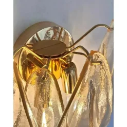 Bernsteinfarbene Rondini Murano Glas Wandlampen von Simoeng, 2er Set