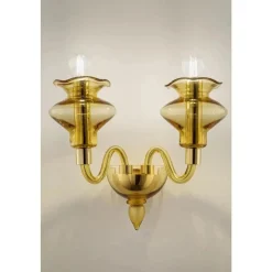 Bernsteinfarbene Wandleuchte aus Muranoglas mit linearem Design von Simoeng für Simoeng