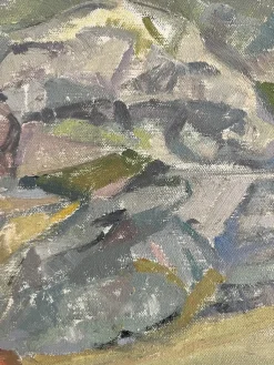 Berthe Dubois, Mountain Village, 1946, Öl auf Leinwand
