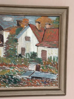 Birger Skarp, Häuser, 1950er Jahre, Ölgemälde auf Leinwand, gerahmt