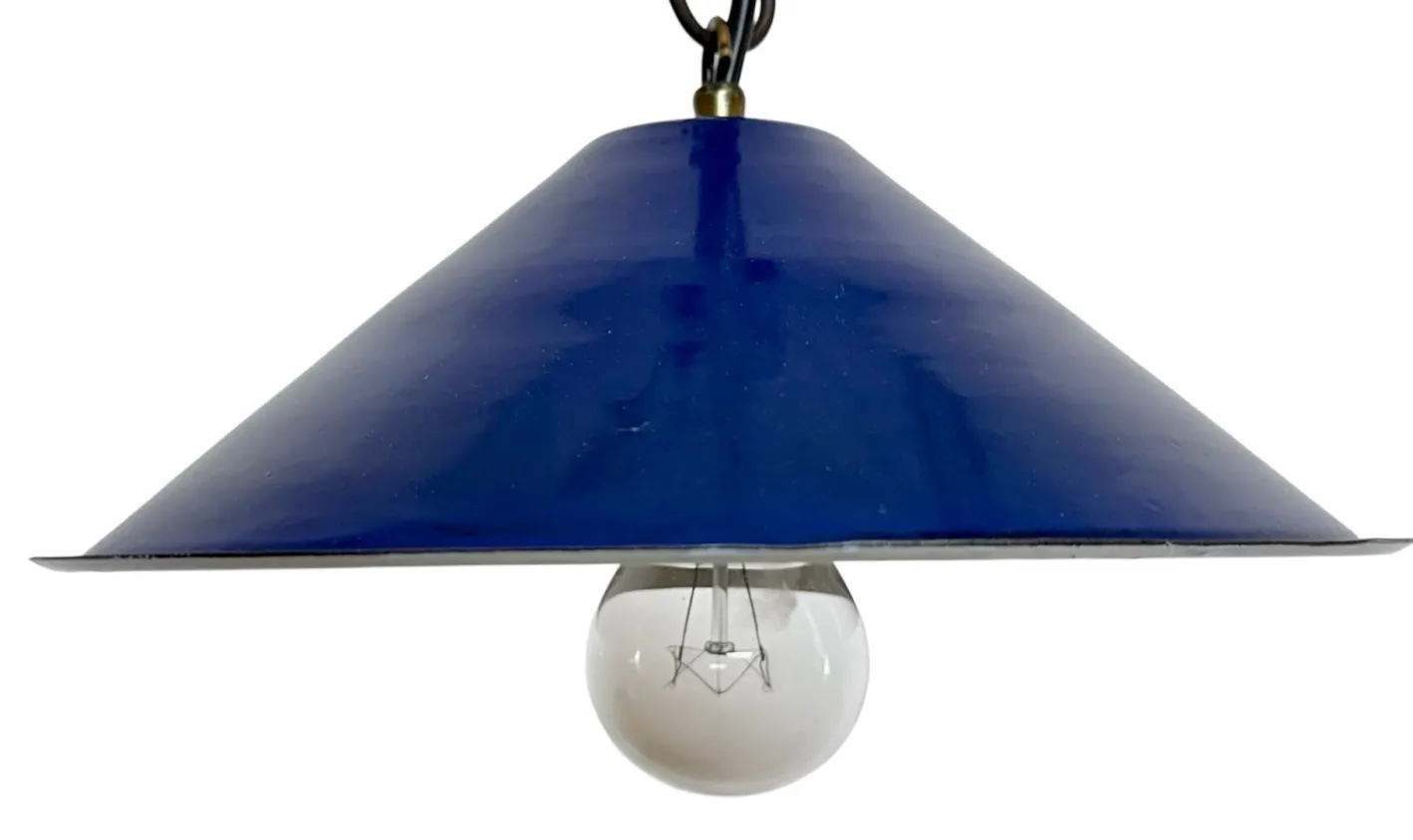 Blau emaillierte industrielle Fabriklampe, 1950er