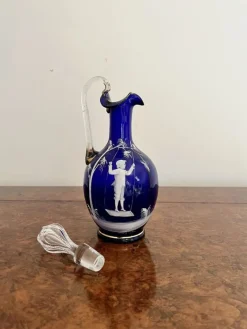 Blaue Mary Gregory Glaskaraffe, 1860er