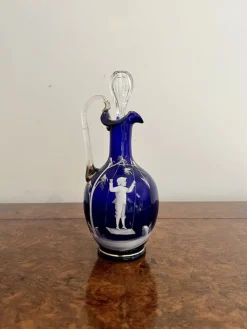 Blaue Mary Gregory Glaskaraffe, 1860er