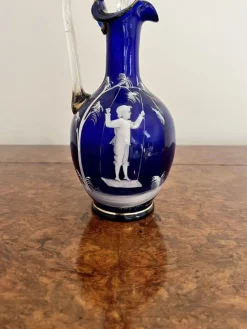 Blaue Mary Gregory Glaskaraffe, 1860er