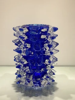 Blaue Rostrato Murano Glasvase von Simeng