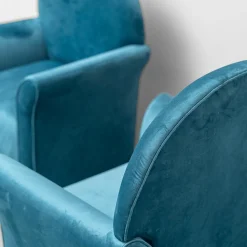 Blaue Samtsessel, 1970er, 2er Set