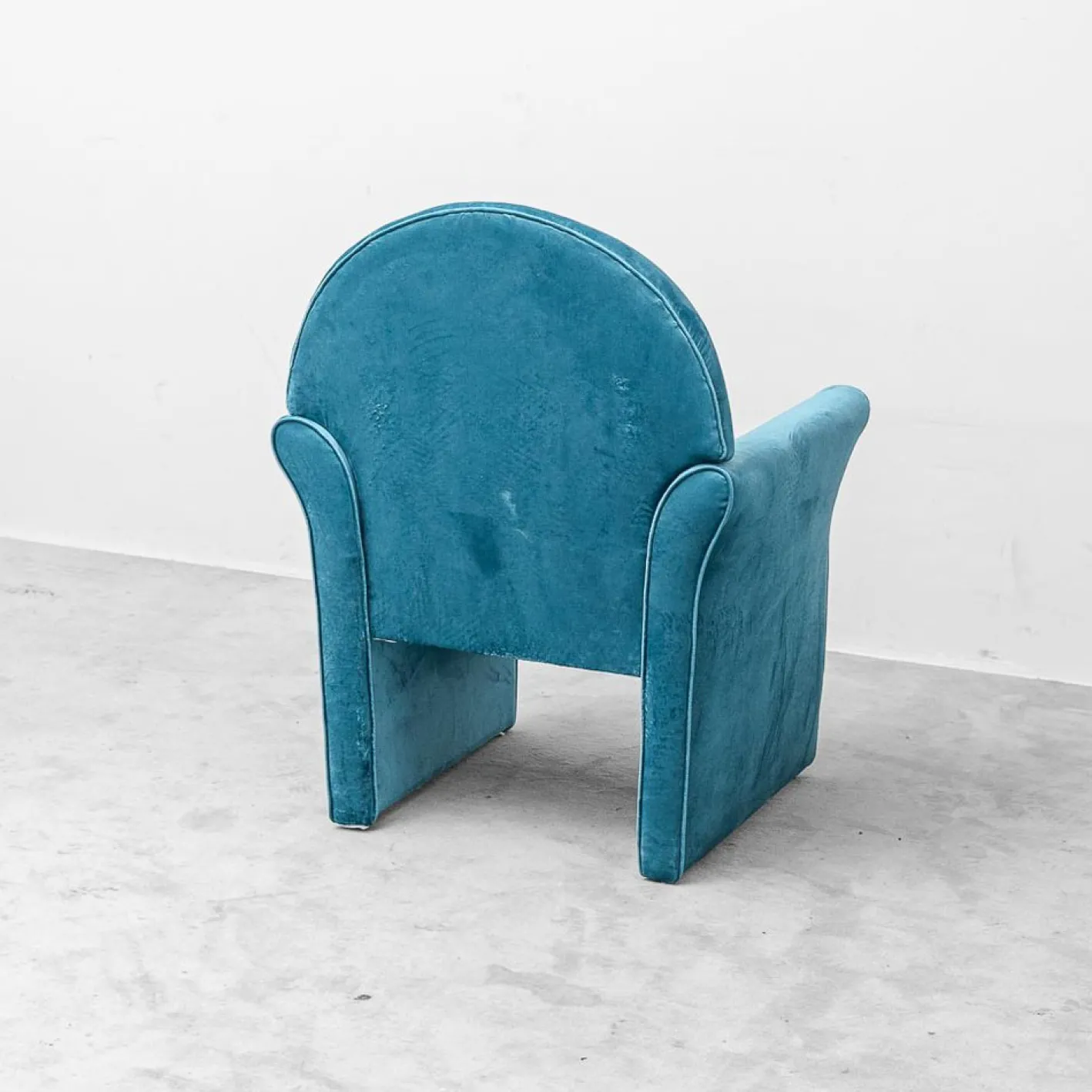 Blaue Samtsessel, 1970er, 2er Set