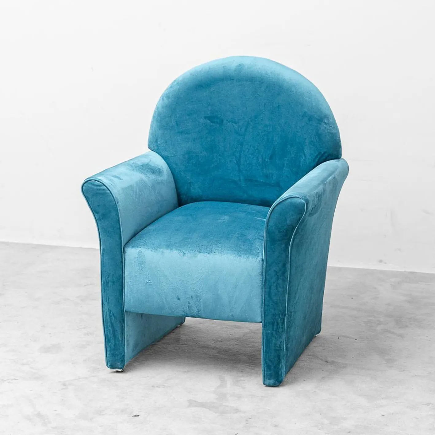 Blaue Samtsessel, 1970er, 2er Set