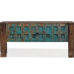 Blau lackierte Vintage Konsole, 1950er