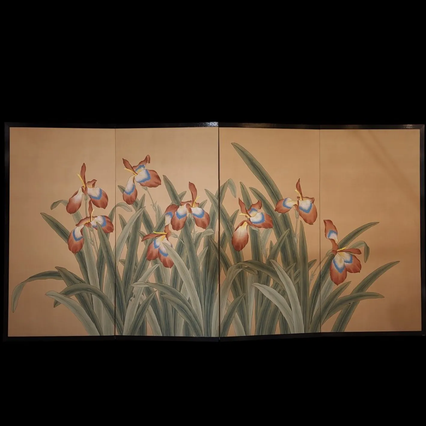 Blumenbemalter Paravent, 1920er-1940er