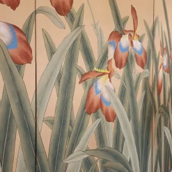 Blumenbemalter Paravent, 1920er-1940er