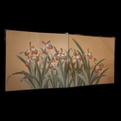 Blumenbemalter Paravent, 1920er-1940er