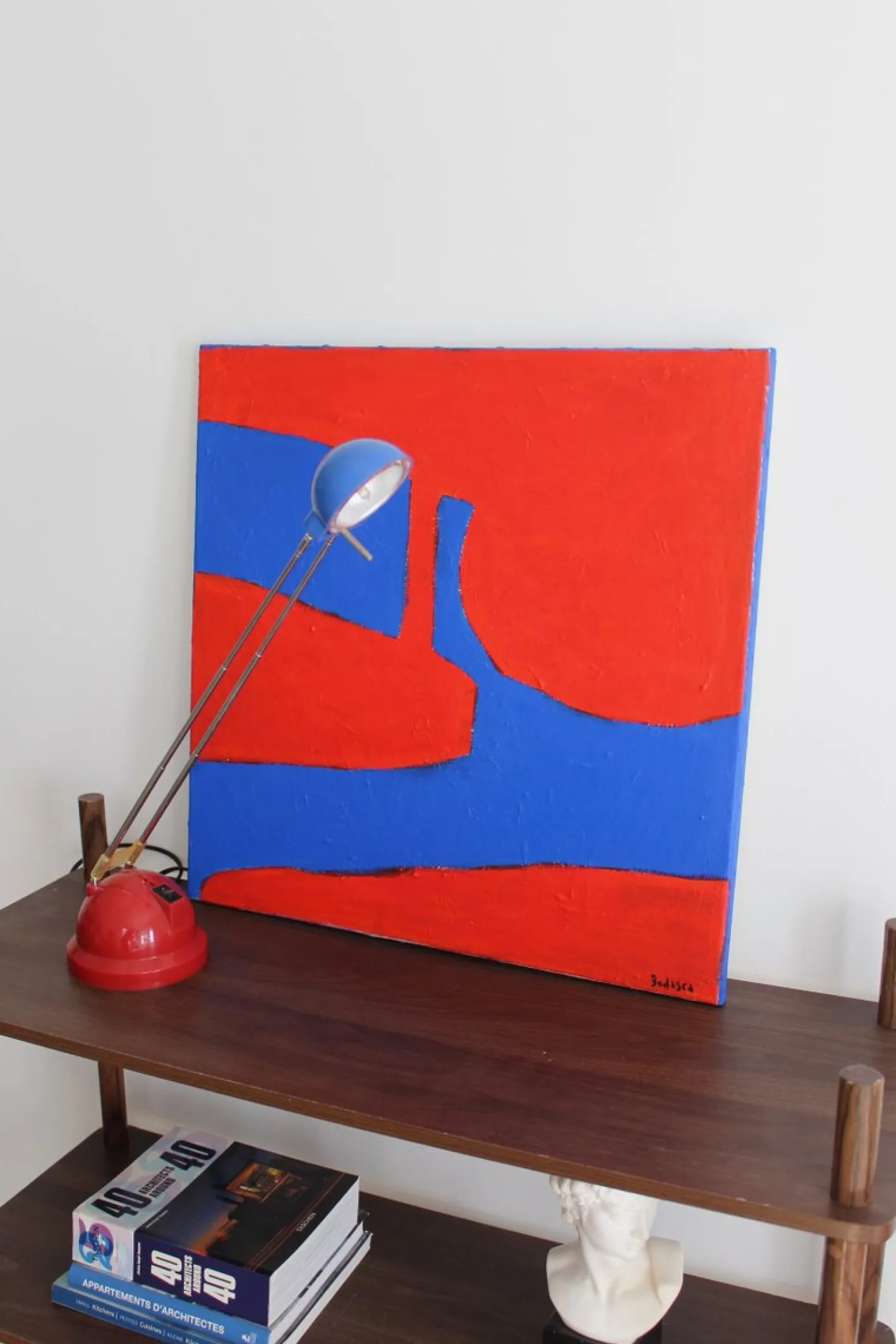 Bodasca, Rote Form, 2025, Acryl auf Leinwand