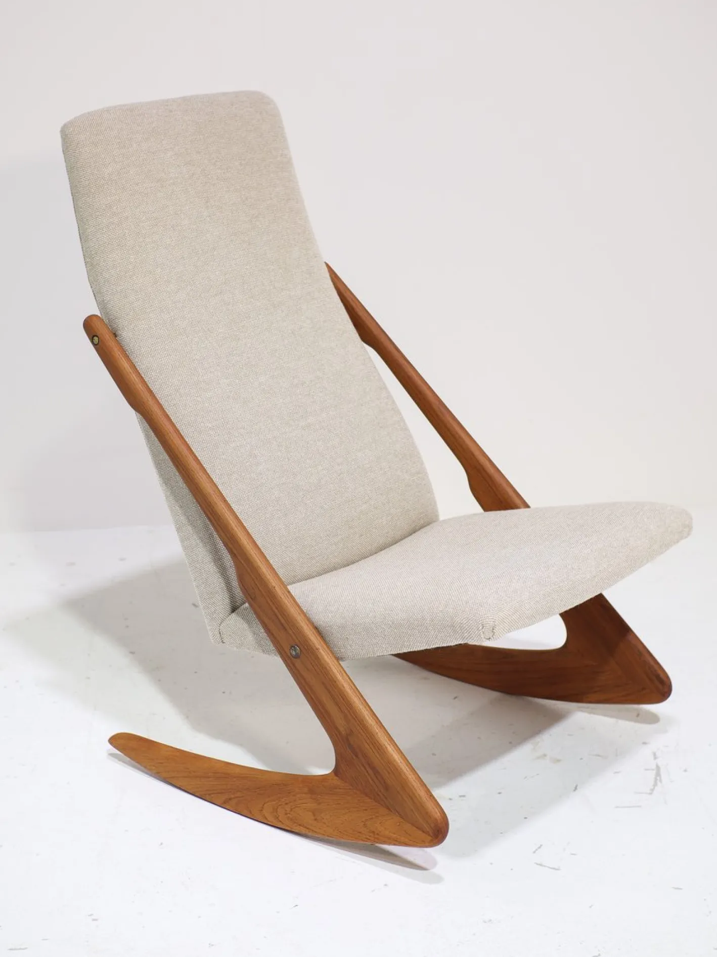 Boomerang Schaukelstuhl aus Teak, 1960er