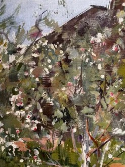 Boris Lavrenko, Blühender Apfelbaum im Garten, Ölgemälde, 1997, gerahmt