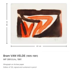 Bram Van Velde, MP 399 Echo, 1981, Lithographie