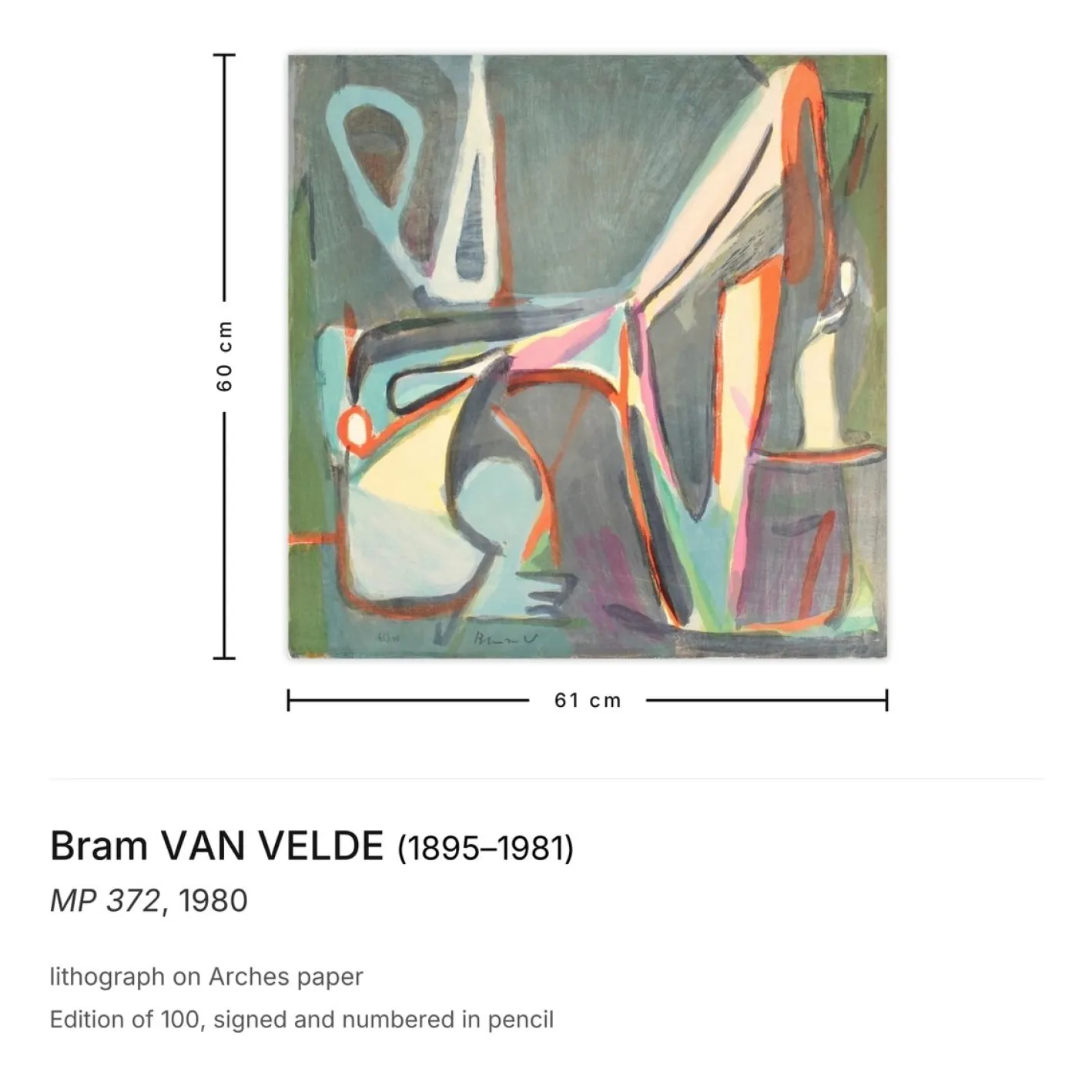 Bram Van Velde, MP 372, 1980, Lithographie