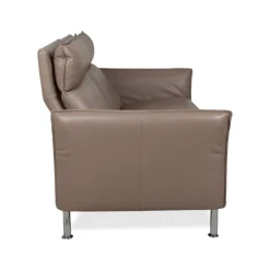 Braunbraune Porto Drei-Sitzer und Zwei-Sitzer Ledersofas mit Handfunktion von Erpo, 2er Set