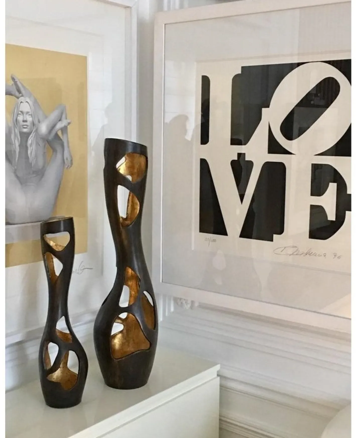 Bronze Gold Leaf Vasen von Reda Amalou Design, 2er Set