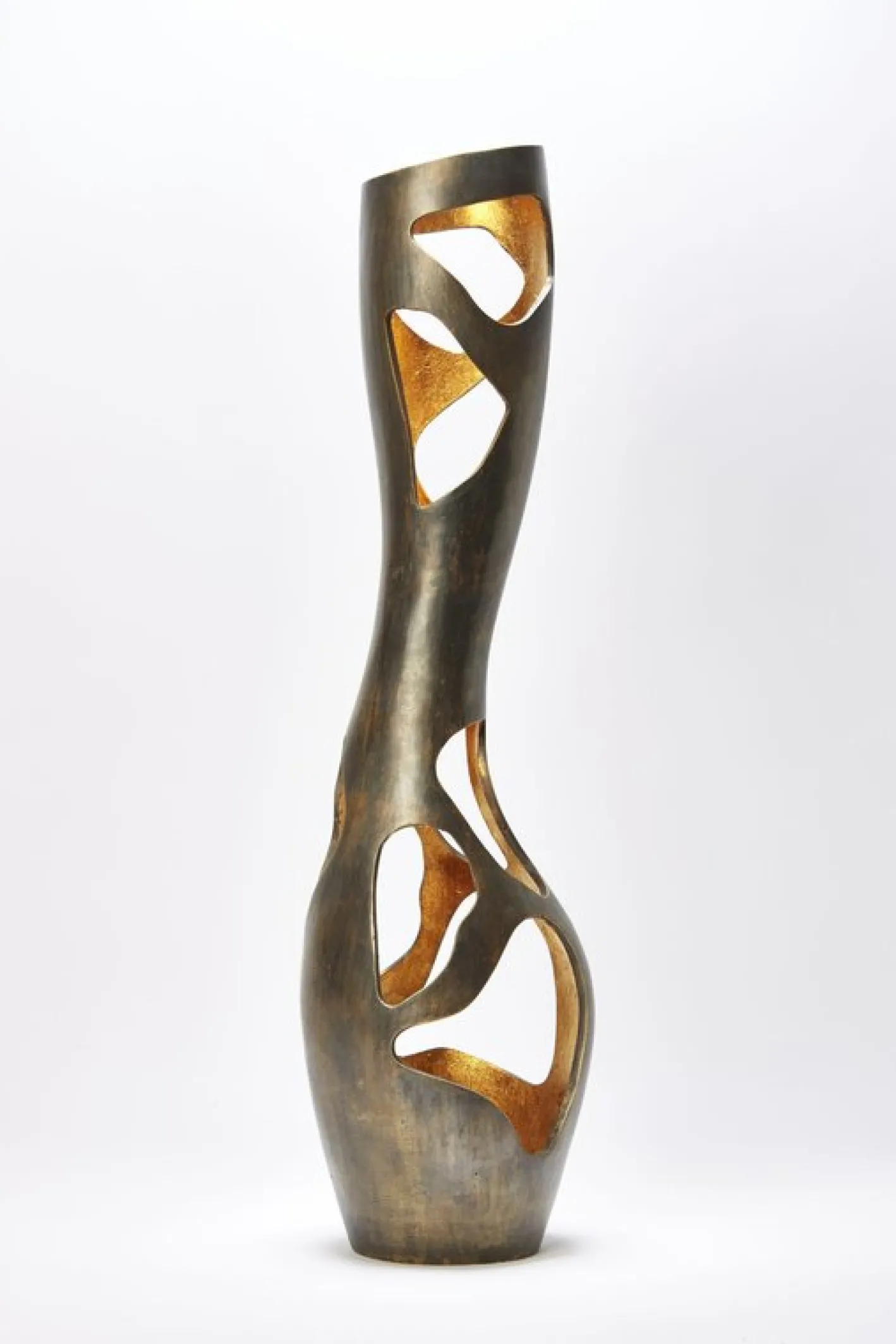 Bronze Gold Leaf Vasen von Reda Amalou Design, 2er Set