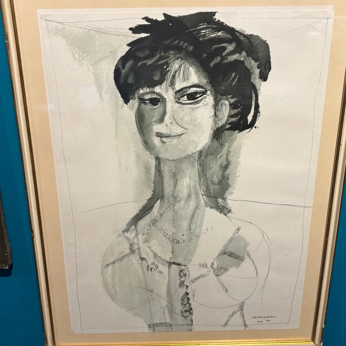 Bruno Cassinari, A Woman's Face, 1961, Aquarell