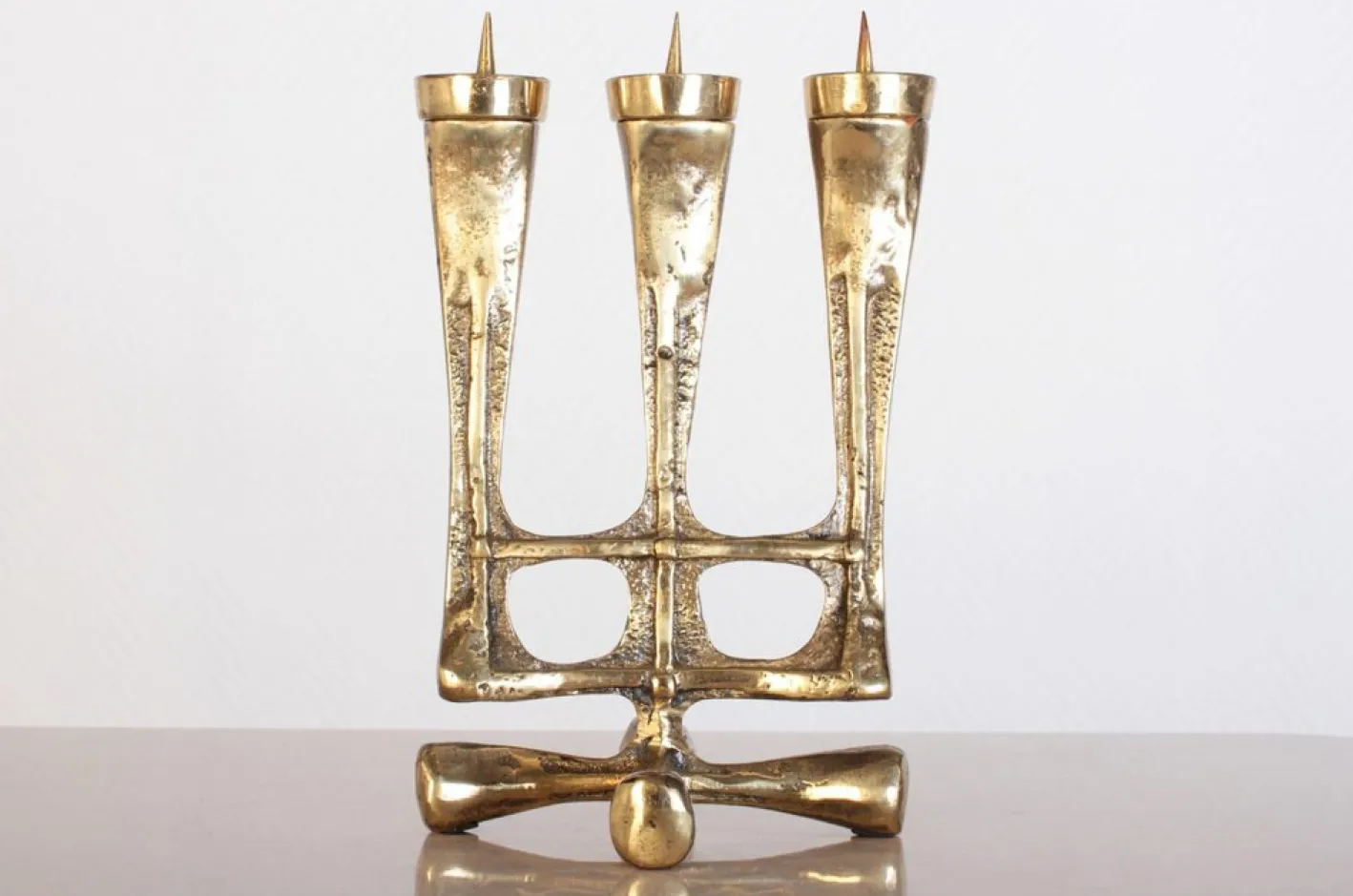 Brutalistischer Vintage Kerzenhalter aus Messing