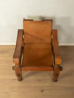 Brutalistischer Vintage Safari Armlehnstuhl