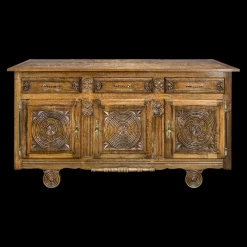 Brutalistisches geschnitztes Sideboard aus Eiche