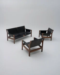 Brutalistisches kastilisches Sofa & Sessel, 1960er, 3er Set