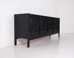 Brutalistisches Sideboard aus geschwärzter Eiche, 1970er