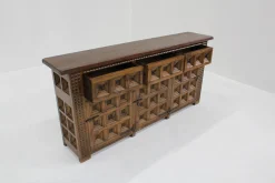 Brutalistisches spanisches Sideboard aus Holz, 1970er