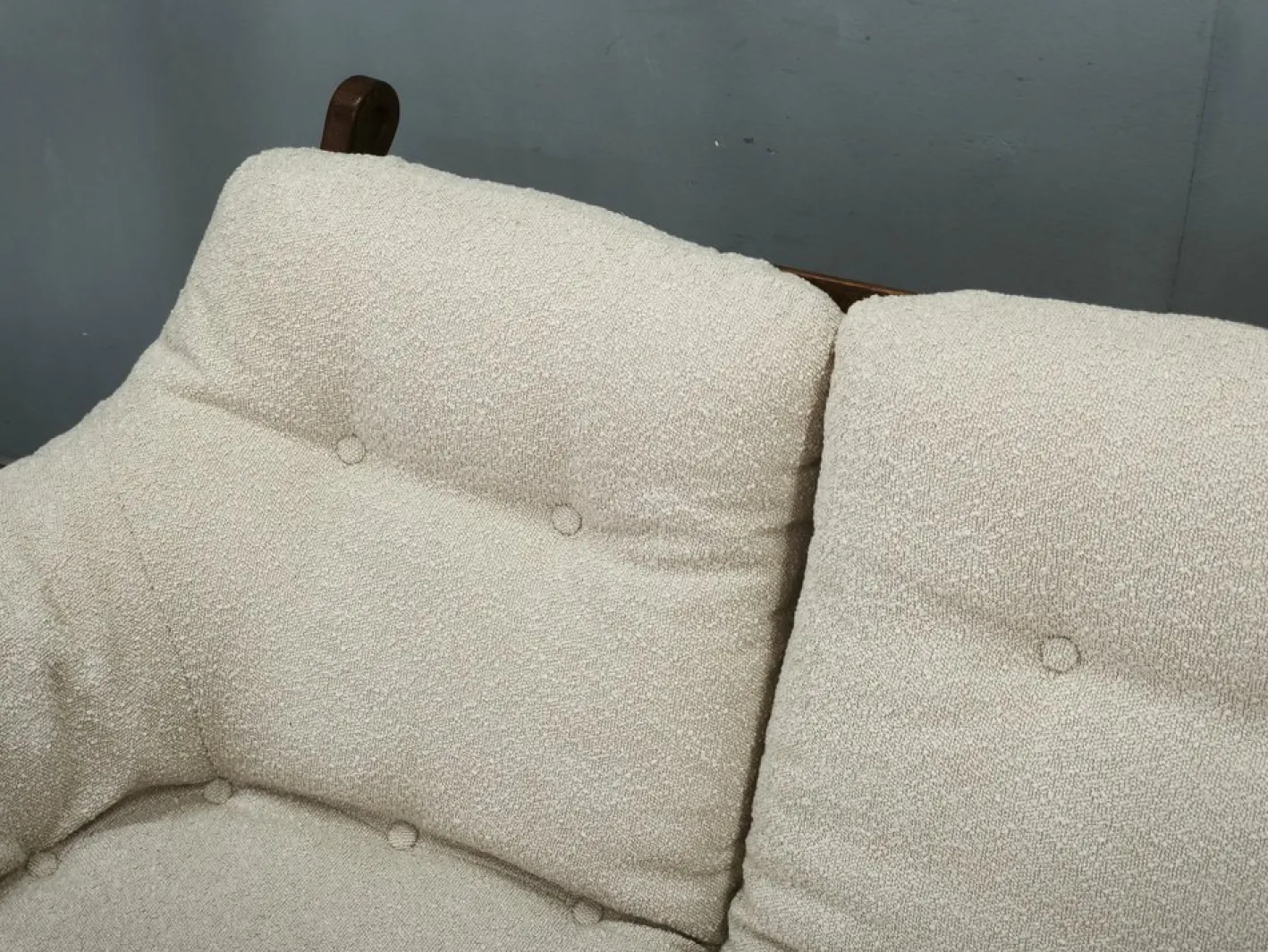 Brutalistisches tschechoslowakisches 3-Sitzer Sofa aus Eiche & Bouclé, 1970er