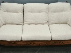 Brutalistisches tschechoslowakisches 3-Sitzer Sofa aus Eiche & Bouclé, 1970er