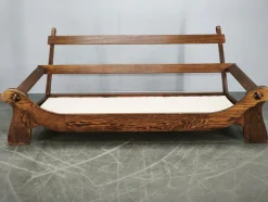 Brutalistisches tschechoslowakisches 3-Sitzer Sofa aus Eiche & Bouclé, 1970er