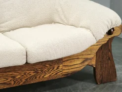 Brutalistisches tschechoslowakisches 3-Sitzer Sofa aus Eiche & Bouclé, 1970er