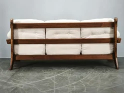 Brutalistisches tschechoslowakisches 3-Sitzer Sofa aus Eiche & Bouclé, 1970er
