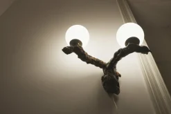 Brutalistische Vintage Opalglas Wandlampe, 1950er