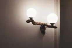 Brutalistische Vintage Opalglas Wandlampe, 1950er