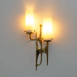 Brutalistische Wandleuchten aus Bronze & Muranoglas von Felix Agostini, 1990er, 2er Set
