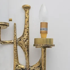 Brutalistische Wandleuchten aus Bronze & Muranoglas von Felix Agostini, 1990er, 2er Set
