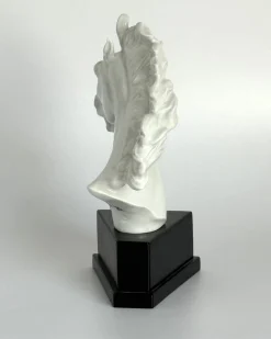 Büste mit Pferdekopf aus Eiche & Porzellan von Erich Oehme für Meissen, 1949