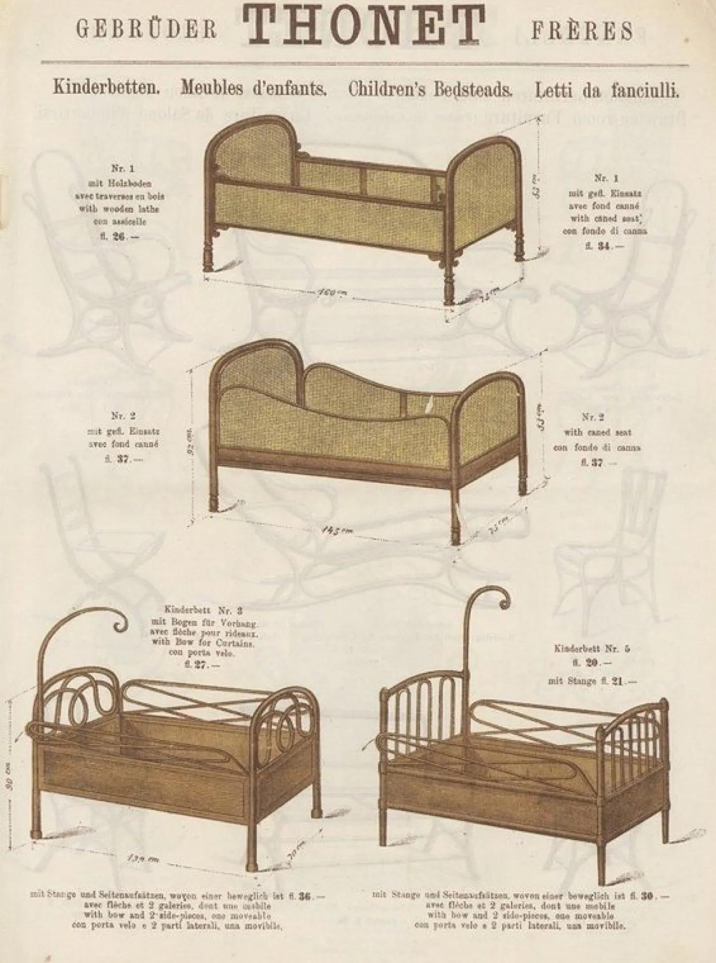 Bugholz Kinderbett von Michael Thonet, 1890