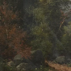 Carl Hasch, Berglandschaft mit Stromschnellen, 1892, Öl auf Leinwand, gerahmt