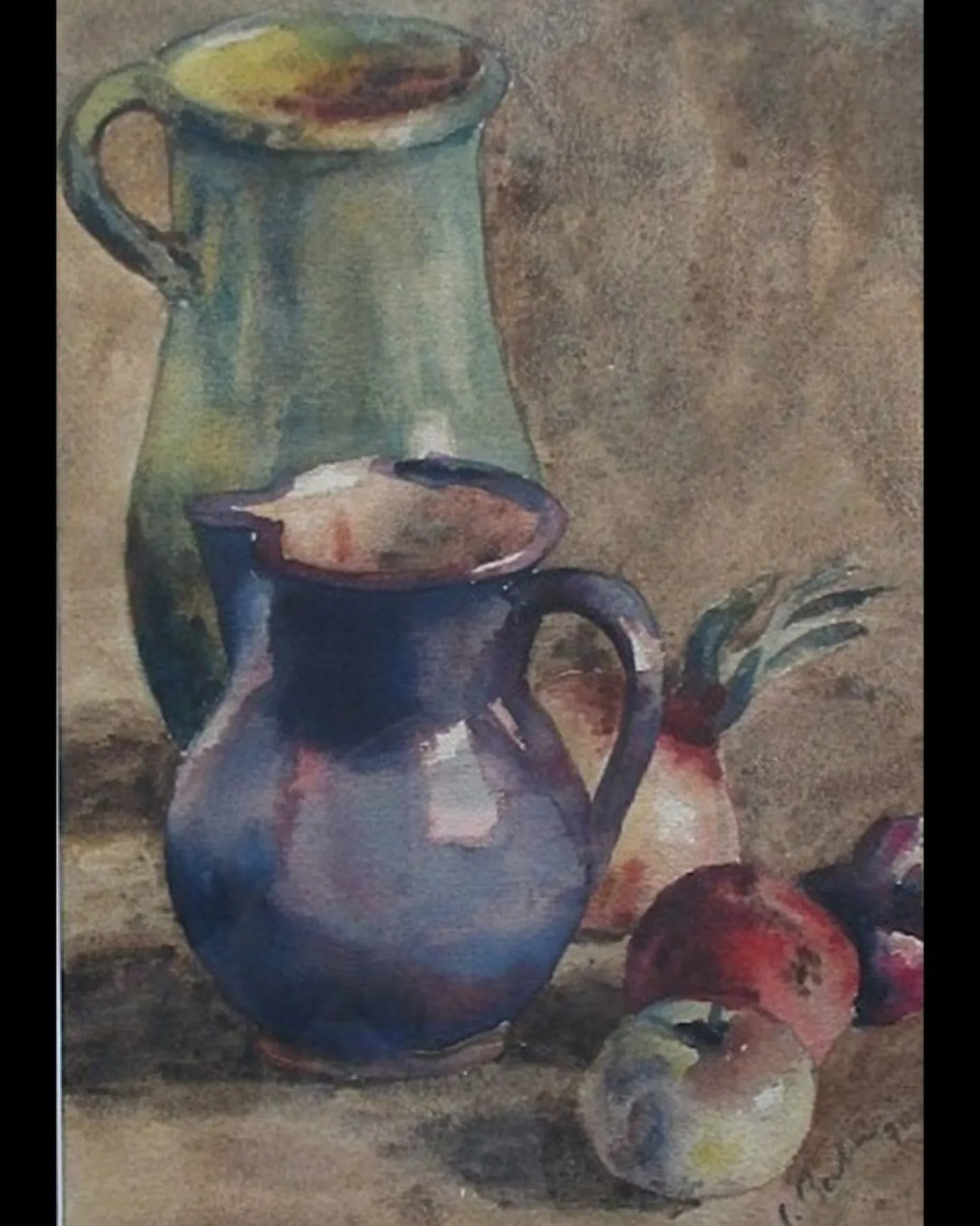 C. Baba, Stillleben, Aquarell auf Karton, 1970, gerahmt