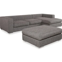 Cenova Ecksofa & Fußhocker mit Stoffbezug in Grau von BoConcept, 2er Set