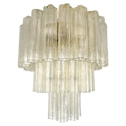 Champagnerfarbene italienische Tronchi Deckenlampe aus Muranoglas von Simoeng für Simoeng