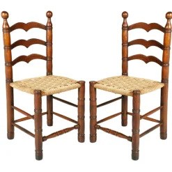 Charles Dudouyt zugeschriebene Stühle aus Hanfseil & Eiche, 1940er, 2er Set
