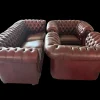 Chesterfield Sofas aus Lila Leder, 1980, 3er Set