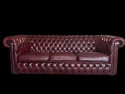 Chesterfield Sofas aus Lila Leder, 1980, 3er Set