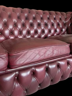 Chesterfield Sofas aus Lila Leder, 1980, 3er Set